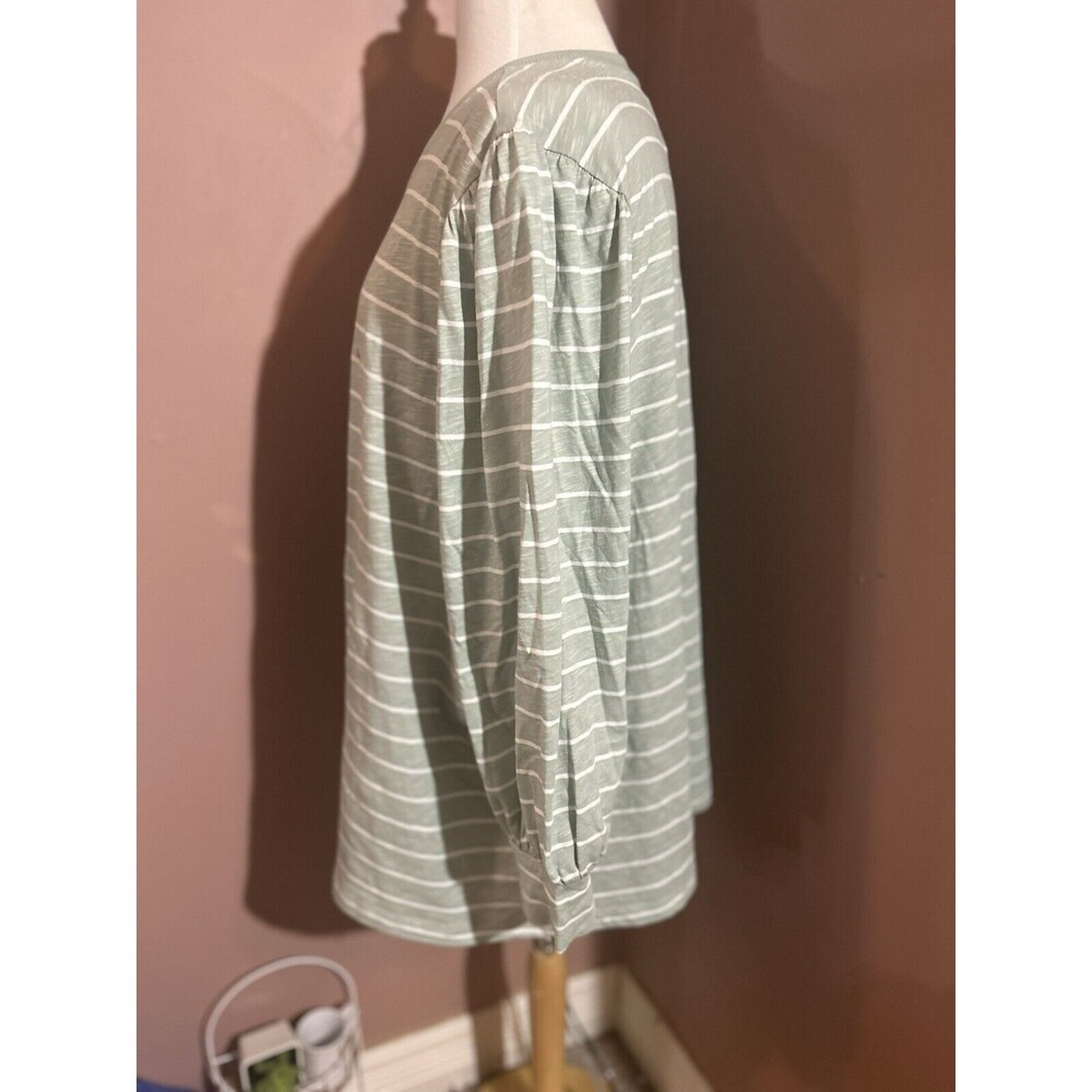 Maurices 24/7 Long Sleeve Top Womens 3X Ruched Shoulders Sleeves Green White New - Picture 5 of 12